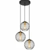 Luminaires Globo Lighting Suspensions|Suspension Globo EUSEBIUS Noir, 3 lumières