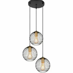 Luminaires Globo Lighting Suspensions|Suspension Globo EUSEBIUS Noir, 3 lumières