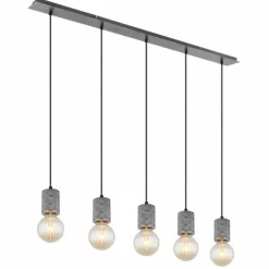 Luminaires Globo Lighting Suspensions|Suspension Globo FREDDY Argent Oxydé, 5 lumières