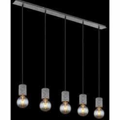 Luminaires Globo Lighting Suspensions|Suspension Globo FREDDY Argent Oxydé, 5 lumières
