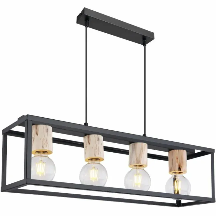 Luminaires Globo Lighting Suspensions|Suspension Globo HAGAR Noir, 4 lumières