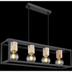 Luminaires Globo Lighting Suspensions|Suspension Globo HAGAR Noir, 4 lumières