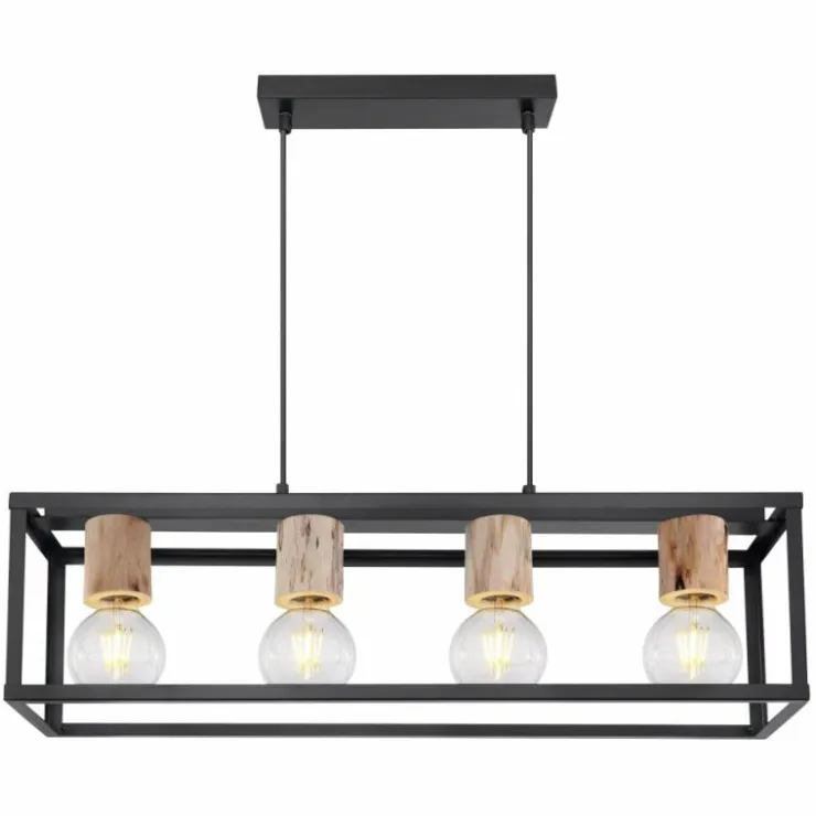 Luminaires Globo Lighting Suspensions|Suspension Globo HAGAR Noir, 4 lumières