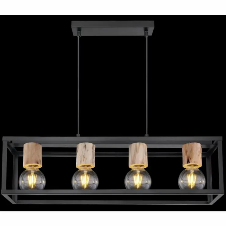 Luminaires Globo Lighting Suspensions|Suspension Globo HAGAR Noir, 4 lumières