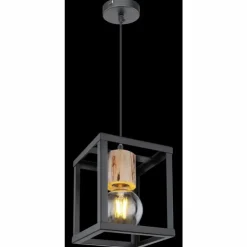Luminaires Globo Lighting Suspensions|Suspension Globo HAGAR Noir, 1 lumière