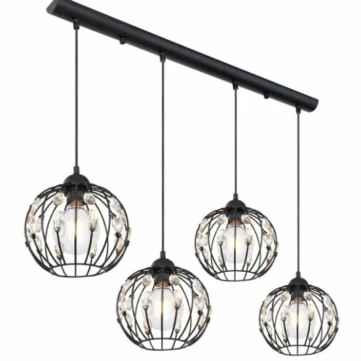 Luminaires Globo Lighting Suspensions|Suspension Globo HANAKO Noir, 4 lumières