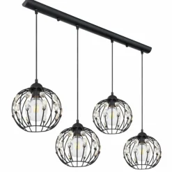 Luminaires Globo Lighting Suspensions|Suspension Globo HANAKO Noir, 4 lumières
