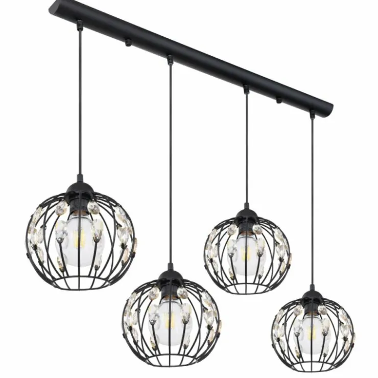 Luminaires Globo Lighting Suspensions|Suspension Globo HANAKO Noir, 4 lumières