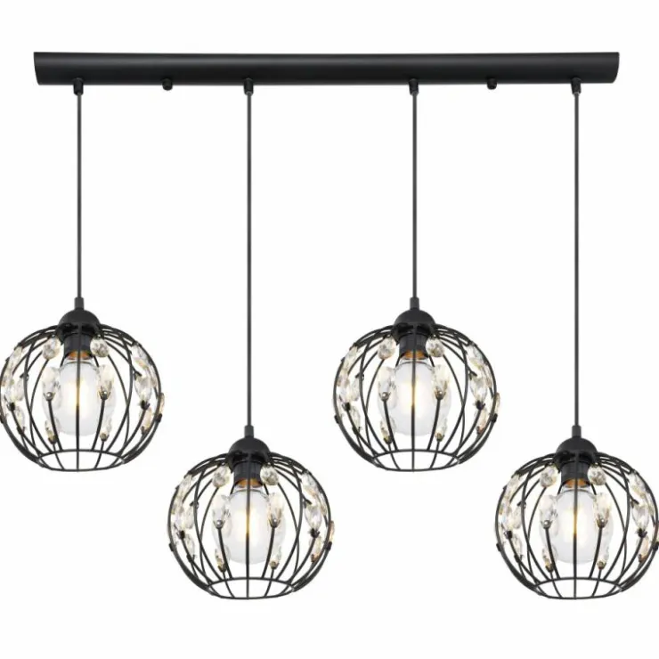 Luminaires Globo Lighting Suspensions|Suspension Globo HANAKO Noir, 4 lumières