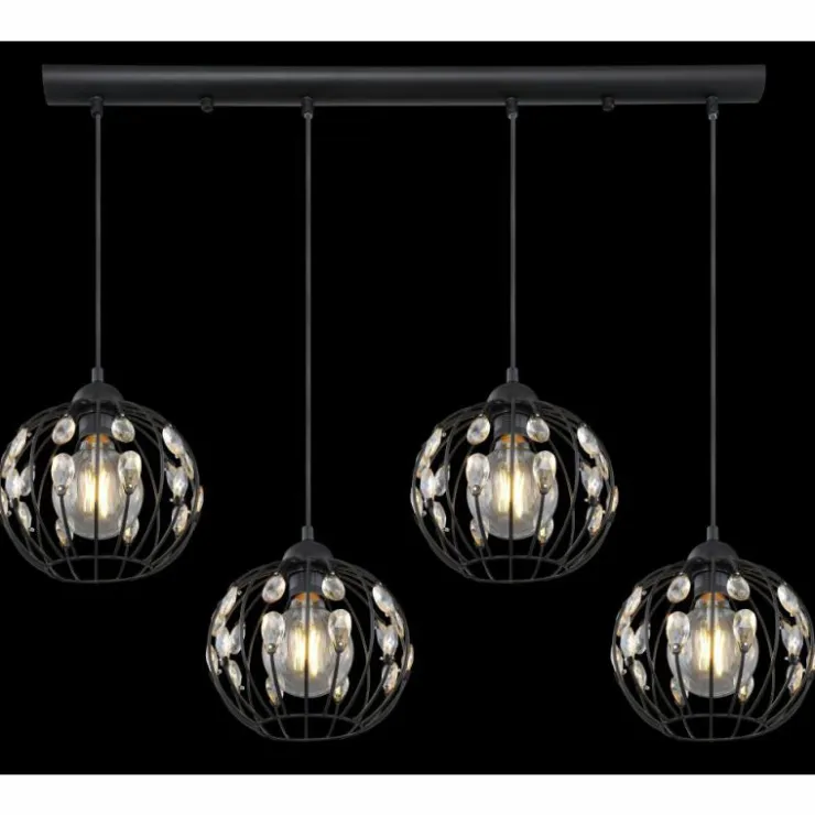 Luminaires Globo Lighting Suspensions|Suspension Globo HANAKO Noir, 4 lumières