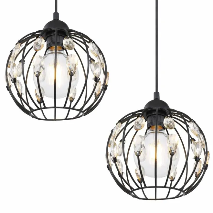 Luminaires Globo Lighting Suspensions|Suspension Globo HANAKO Noir, 4 lumières