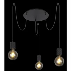 Luminaires Globo Lighting Suspensions|Suspension Globo HERMINE Noir, 3 lumières