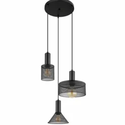 Luminaires Globo Lighting Suspensions|Suspension Globo JEDD Noir, 3 lumières