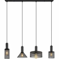 Luminaires Globo Lighting Suspensions|Suspension Globo JEDD Noir, 4 lumières
