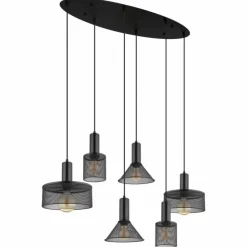 Luminaires Globo Lighting Suspensions|Suspension Globo JEDD Noir, 6 lumières