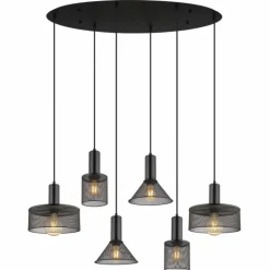 Luminaires Globo Lighting Suspensions|Suspension Globo JEDD Noir, 6 lumières