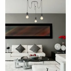 Luminaires Globo Lighting Suspensions|Suspension Globo JOSEBA Nickel mat, Noir, 3 lumières