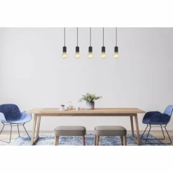Luminaires Globo Lighting Suspensions|Suspension Globo JOSEBA Nickel mat, Noir, 5 lumières