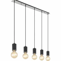 Luminaires Globo Lighting Suspensions|Suspension Globo JOSEBA Nickel mat, Noir, 5 lumières