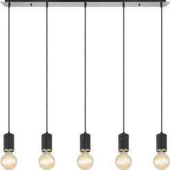 Luminaires Globo Lighting Suspensions|Suspension Globo JOSEBA Nickel mat, Noir, 5 lumières