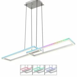 Luminaires Globo Lighting Éclairage Led|Suspension Globo SALMOS LED Aluminium, Gris, Argenté, 2 lumières, Télécommandes, Changeur de couleurs