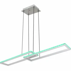Luminaires Globo Lighting Éclairage Led|Suspension Globo SALMOS LED Aluminium, Gris, Argenté, 2 lumières, Télécommandes, Changeur de couleurs