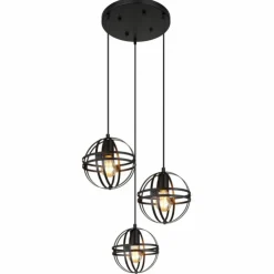 Luminaires Globo Lighting Suspensions|Suspension Globo TAMARA Noir, 3 lumières