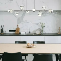 Luminaires Globo Lighting Suspensions|Suspension Globo UNTSY LED Titane, 8 lumières, Télécommandes