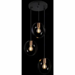 Luminaires Globo Lighting Suspensions|Suspension Globo VIGO Noir, 3 lumières