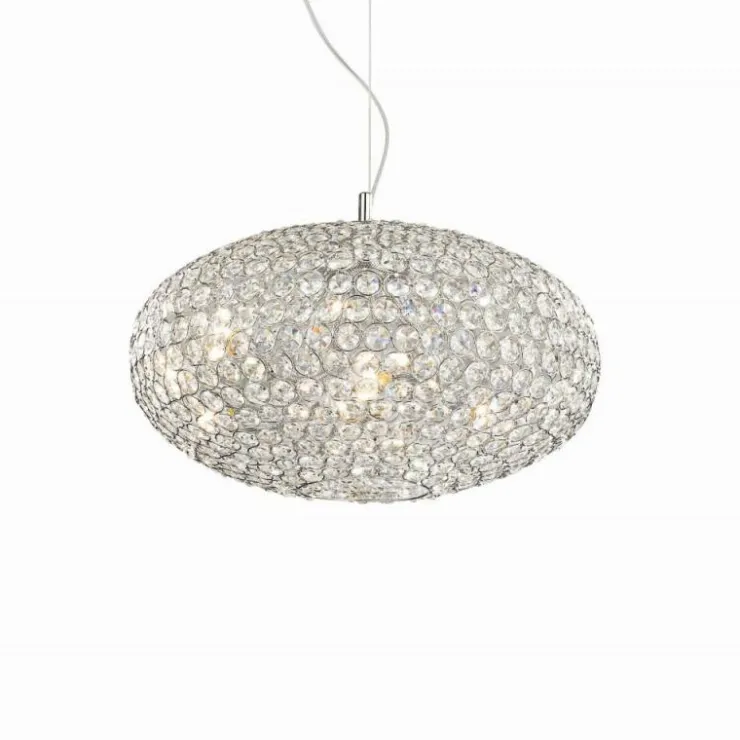 Luminaires Ideallux Suspensions|Suspension Ideal Lux ORION Chrome, Aspect cristal, 8 lumières