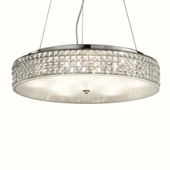 Luminaires Ideallux Suspensions|Suspension Ideal Lux ROMA Chrome, Aspect cristal, 12 lumières