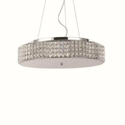 Luminaires Ideallux Suspensions|Suspension Ideal Lux ROMA Chrome, Aspect cristal, 9 lumières
