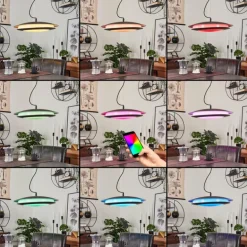 Suspension Ittingen LED Noir, 1 lumière, Changeur de couleurs