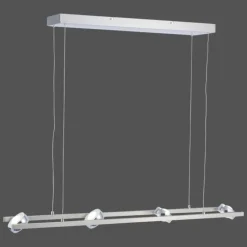 Suspension Leuchten Direkt Ls-OPTI LED Acier inoxydable, 8 lumières, Télécommandes, Changeur de couleurs