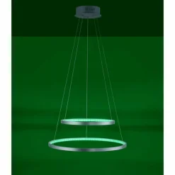 Suspension Leuchten Direkt Ls-CIRCLE LED Acier inoxydable, 1 lumière, Télécommandes, Changeur de couleurs