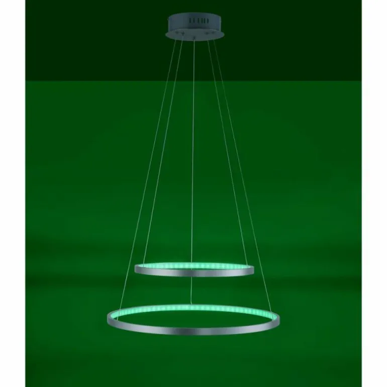 Suspension Leuchten Direkt Ls-CIRCLE LED Acier inoxydable, 1 lumière, Télécommandes, Changeur de couleurs