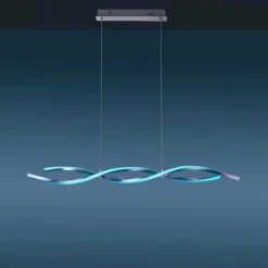 Suspension Leuchten-Direkt LOLAsmart-SWING LED Acier brossé, 2 lumières, Télécommandes, Changeur de couleurs