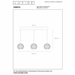 Luminaires Lucide Suspensions|Suspension Lucide DANZA Noir, 3 lumières