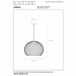 Luminaires Lucide Suspensions|Suspension Lucide DANZA Noir, 1 lumière