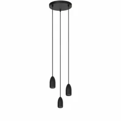 Luminaires Lucide Suspensions|Suspension Lucide EVORA Noir, 3 lumières