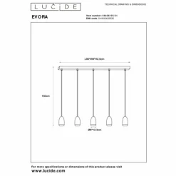 Luminaires Lucide Suspensions|Suspension Lucide EVORA Taupe, 5 lumières