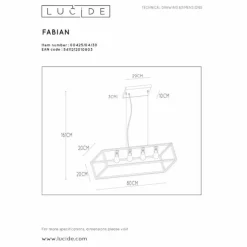 Luminaires Lucide Suspensions|Suspension Lucide FABIAN Noir, 4 lumières