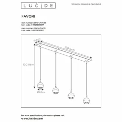 Luminaires Lucide Suspensions|Suspension Lucide FAVORI Noir, 4 lumières