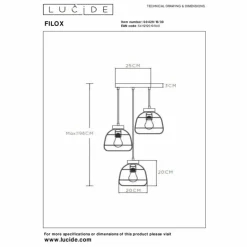 Luminaires Lucide Suspensions|Suspension Lucide FILOX Noir, 3 lumières