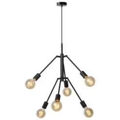 Luminaires Lucide Suspensions|Suspension Lucide LESTER Noir, 6 lumières