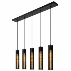 Luminaires Lucide Suspensions|Suspension Lucide LIONEL Noir, 5 lumières