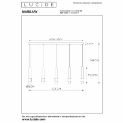 Luminaires Lucide Éclairage Led|Suspension Lucide MARGARY LED Noir, 5 lumières