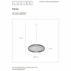 Luminaires Lucide Suspensions|Suspension Lucide MESH Noir, 1 lumière