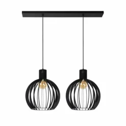 Luminaires Lucide Suspensions|Suspension Lucide MIKAELA Noir, 2 lumières