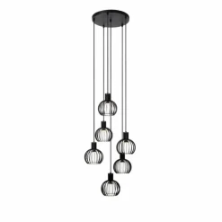 Luminaires Lucide Suspensions|Suspension Lucide MIKAELA Noir, 6 lumières